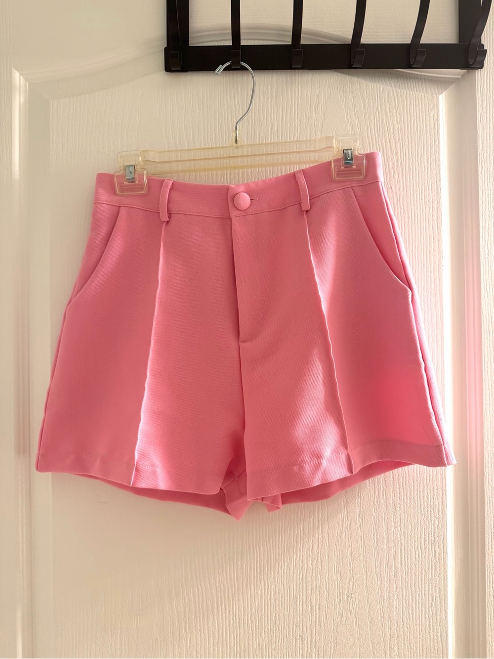 SHEIN Pink High-Rise Tailored Bermuda Shorts